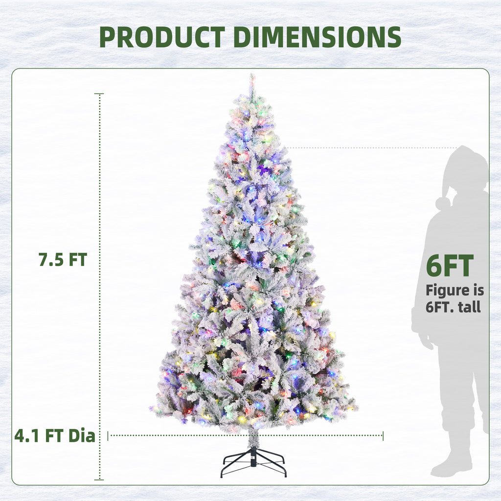JIOABL Flocked Pre-lit Artificial Christmas Tree with Premium Multicolor Lights