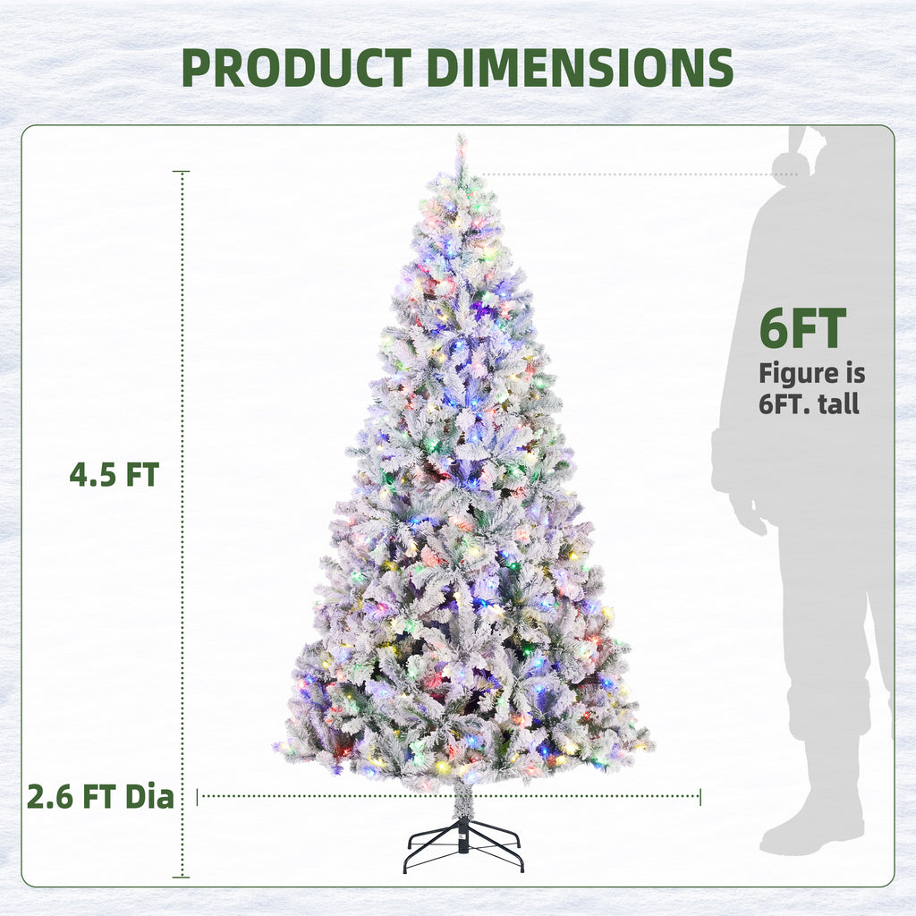 JIOABL Flocked Pre-lit Artificial Christmas Tree with Premium Multicolor Lights