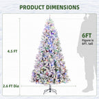 JIOABL Flocked Pre-lit Artificial Christmas Tree with Premium Multicolor Lights