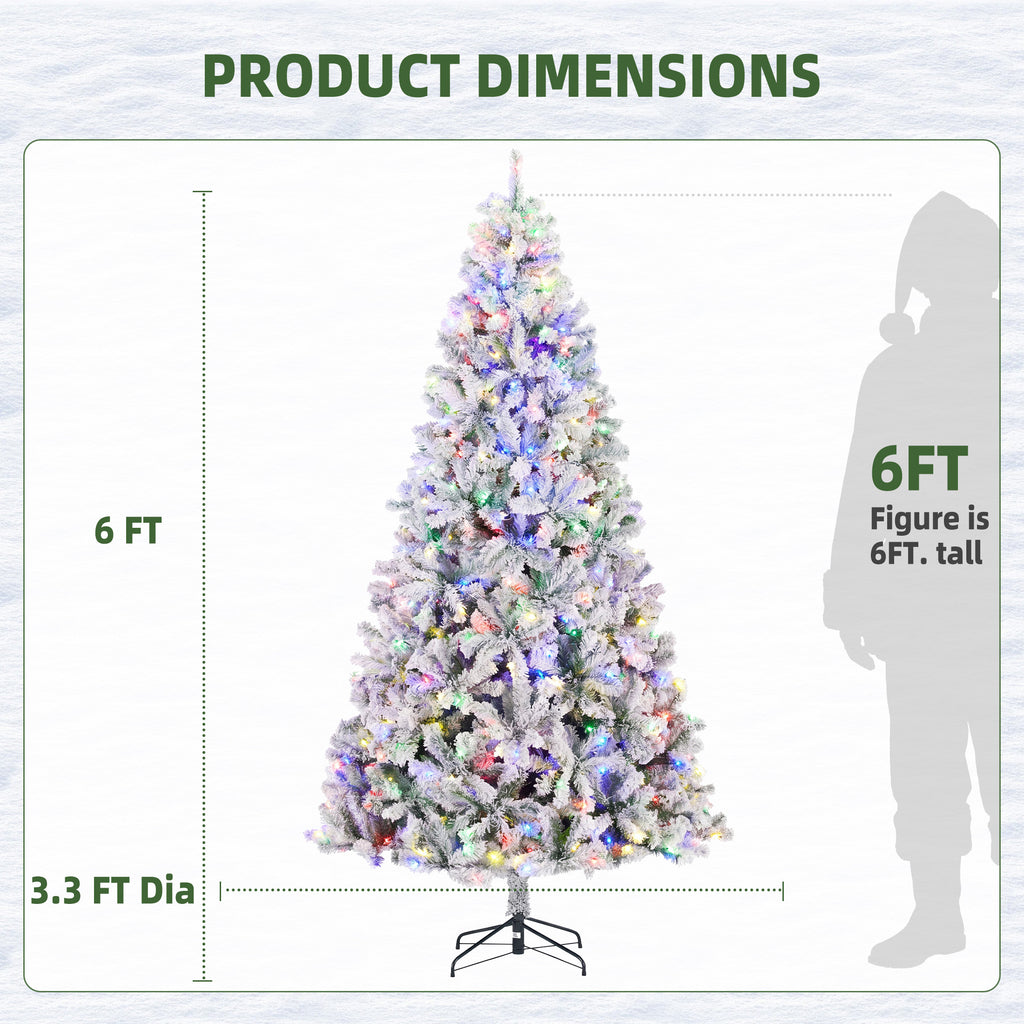 JIOABL Flocked Pre-lit Artificial Christmas Tree with Premium Multicolor Lights