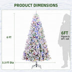 JIOABL Flocked Pre-lit Artificial Christmas Tree with Premium Multicolor Lights