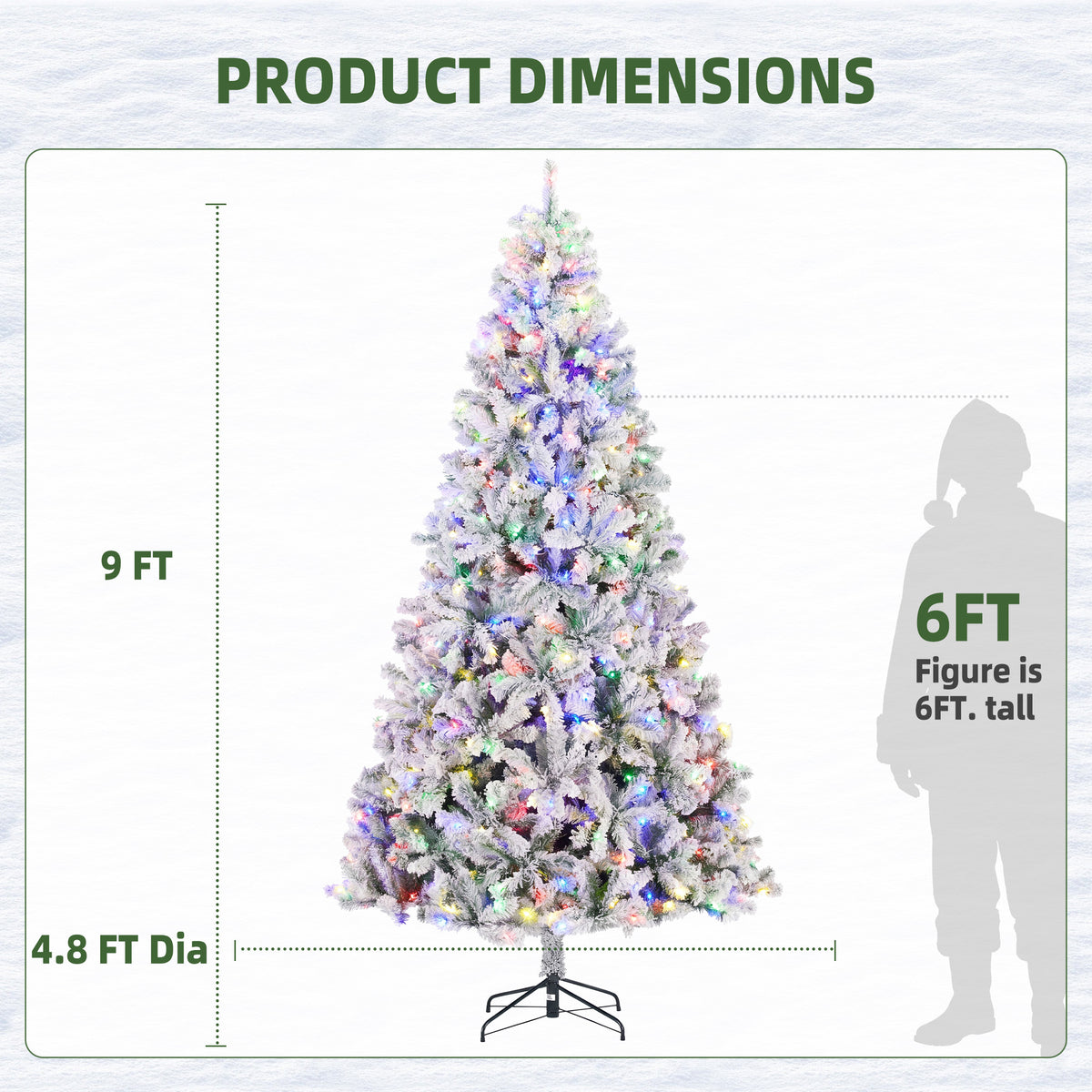 JIOABL Flocked Pre-lit Artificial Christmas Tree with Premium Multicolor Lights