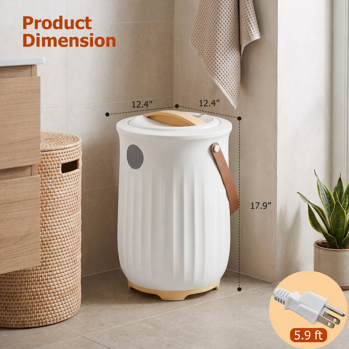 JIOABL 20L Towel Warmer, with Handle & Aroma Disc Holder, Holds Two 40“x70” Oversized Towels, Suitable for Robes, Blankets & Pajamas