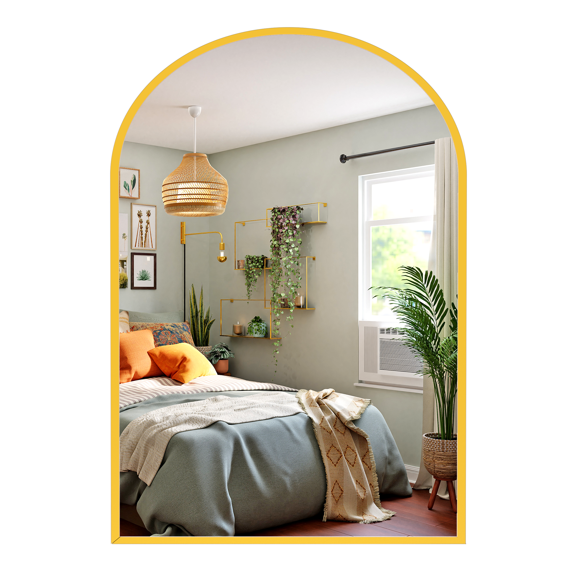 JIOABL Arched Shatterproof Bathroom Mirror, Tempered Glass, 2 Sided Anti-Rust for Vanity Wall Decor,