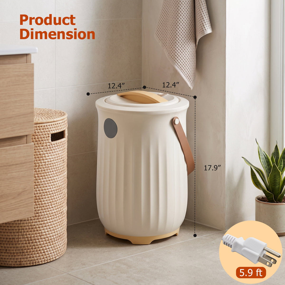 JIOABL 20L Towel Warmer, with Handle & Aroma Disc Holder, Holds Two 40“x70” Oversized Towels, Suitable for Robes, Blankets & Pajamas