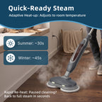 JIOABL Scrubbing Steam Mop with Dual Rotating Pads, LED Headlights and Adjustable Steam Modes for Sealed Hard Floors