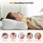 JIOABL Ergonomic Contour Memory Foam Pillows, Cervical Neck Pillow with Cooling Case for Neck Pain Relief