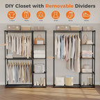 JIOABL Portable Clothes Rack with Shelves, Freestanding Closet Organizer with Hanging Rods for Bedroom, Entryway