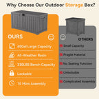 JIOABL 60-Gallon Waterproof Deck Box, UV-Resistant Resin, Lockable with Handles, Ideal for Patio Cushions, Garden Tools & Pool Accessories