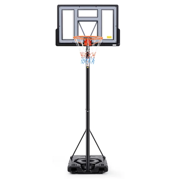 JIOABL 6.1ft-10ft Adjustable Height 44" Outdoor Basketball Hoop for Adult, Grey