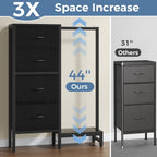 JIOABL 4 Drawer Dresser with Hanging Rack, Steel Frame, Fabric Drawers, Tall Storage Organizer for Bedroom