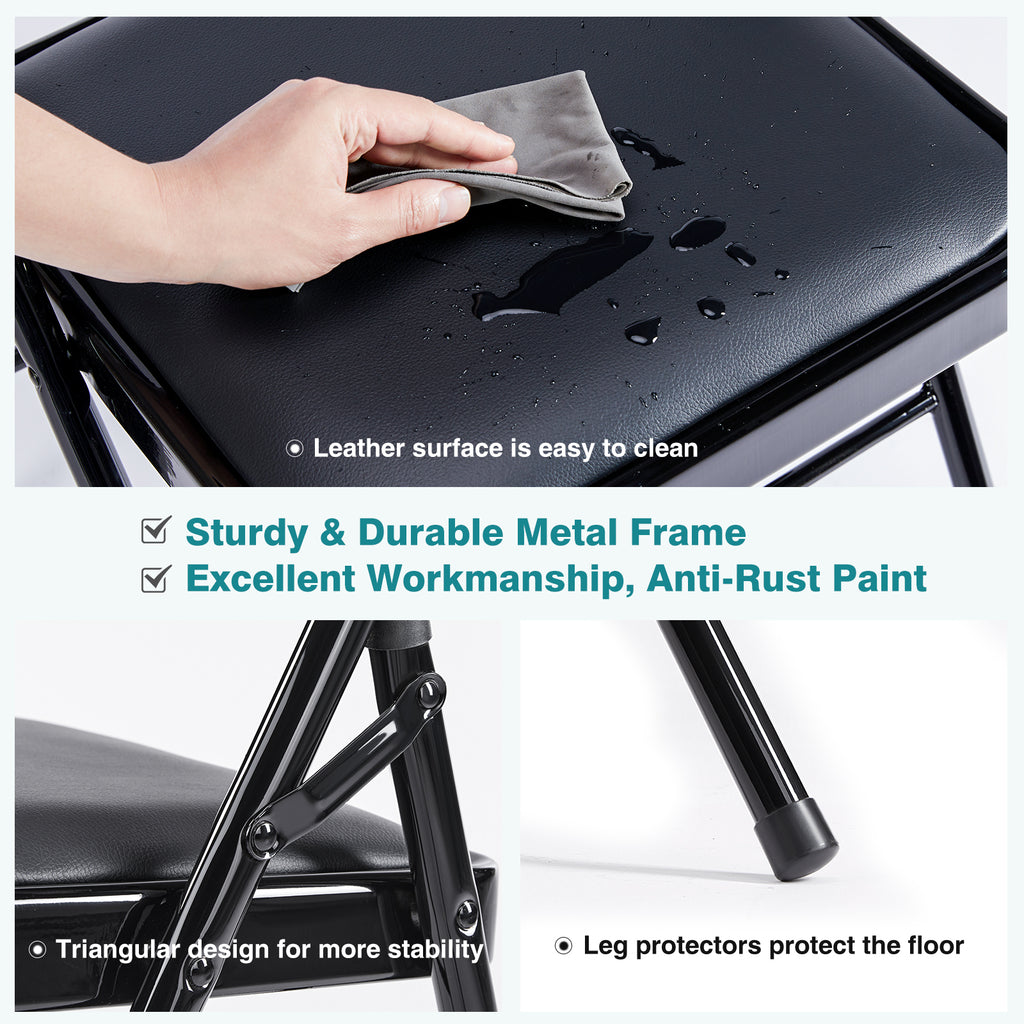 JIOABL Folding Chair , Convenient Leather Padded Folding Chairs