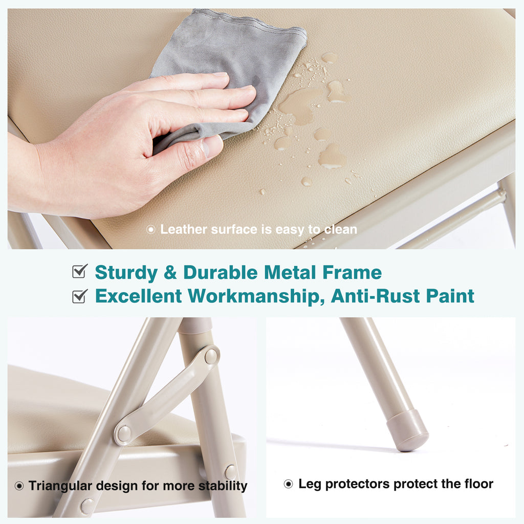 JIOABL Folding Chair , Convenient Leather Padded Folding Chairs