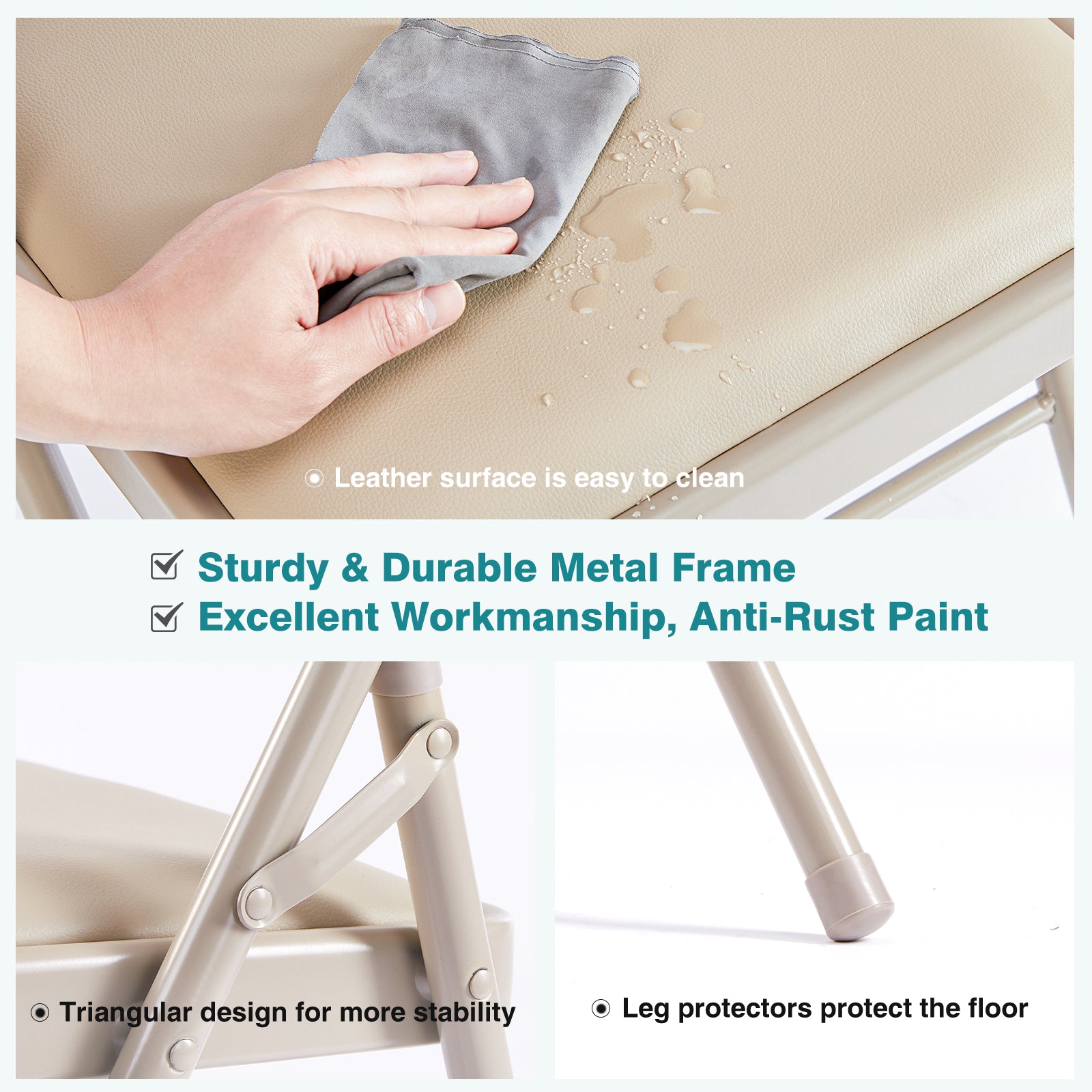 JIOABL Folding Chair , Convenient Leather Padded Folding Chairs