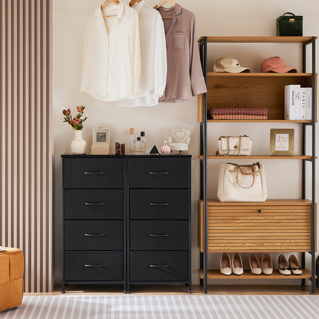 JIOABL Drawer Chest Organizer with Fabric Bins, Dresser for Bedroom, Tall Steel Frame