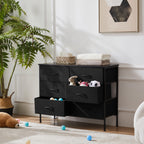 JIOABL Drawer Chest Organizer with Fabric Bins, Dresser for Bedroom, Tall Steel Frame