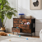 JIOABL Drawer Chest Organizer with Fabric Bins, Dresser for Bedroom, Tall Steel Frame
