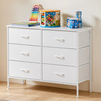 JIOABL Drawer Chest Organizer with Fabric Bins, Dresser for Bedroom, Tall Steel Frame