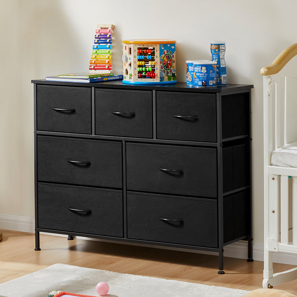 JIOABL Drawer Chest Organizer with Fabric Bins, Dresser for Bedroom, Tall Steel Frame