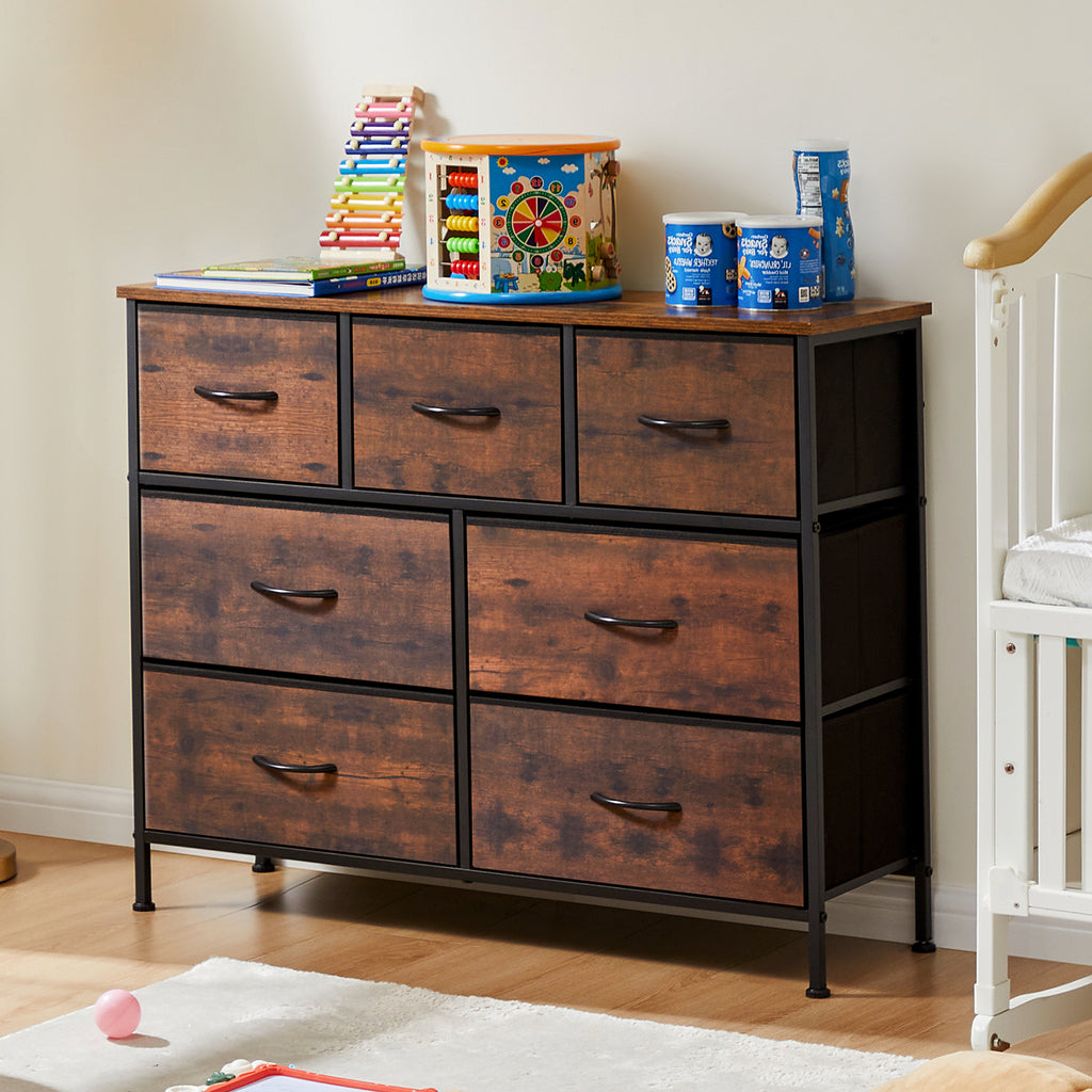 JIOABL Drawer Chest Organizer with Fabric Bins, Dresser for Bedroom, Tall Steel Frame