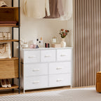 JIOABL Drawer Chest Organizer with Fabric Bins, Dresser for Bedroom, Tall Steel Frame
