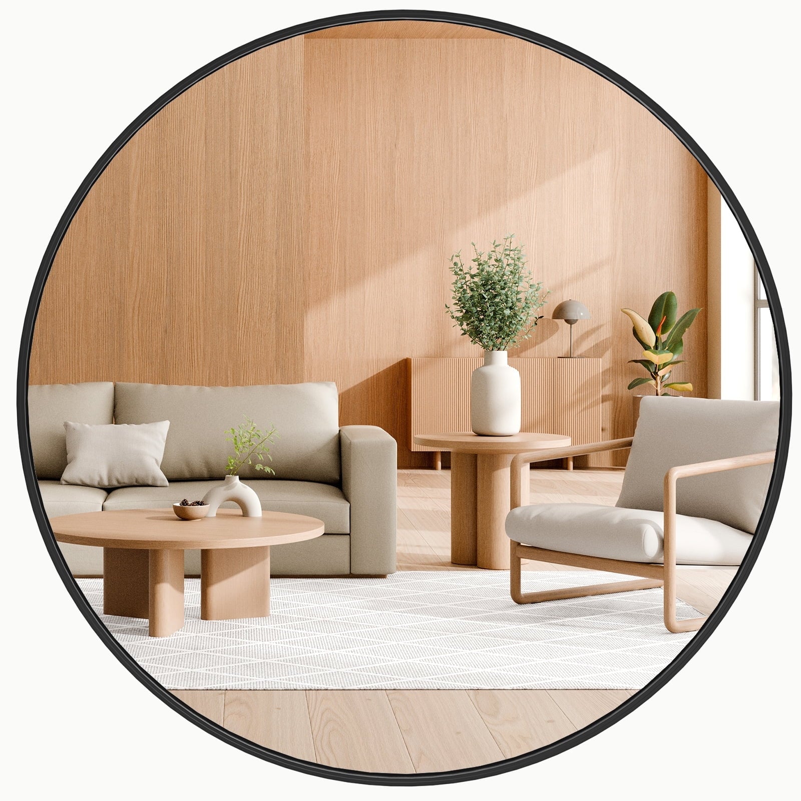 JIOABL Round Mirror, Metal Frame Wall Mirror for Entryway, Bathroom, Vanity, Living Room, Modern Circular Mirro