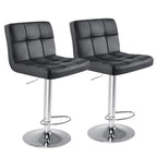 JIOABL Bar Stools, Armless Adjustable Swivel Barstools, PU Leather Hydraulic Kitchen Counter Height Bar Stools, Thickened Seat Cushion Square Island Barstools with Back