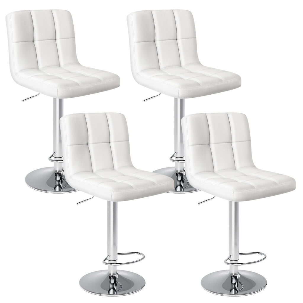 JIOABL Bar Stools, Armless Adjustable Swivel Barstools, PU Leather Hydraulic Kitchen Counter Height Bar Stools, Thickened Seat Cushion Square Island Barstools with Back