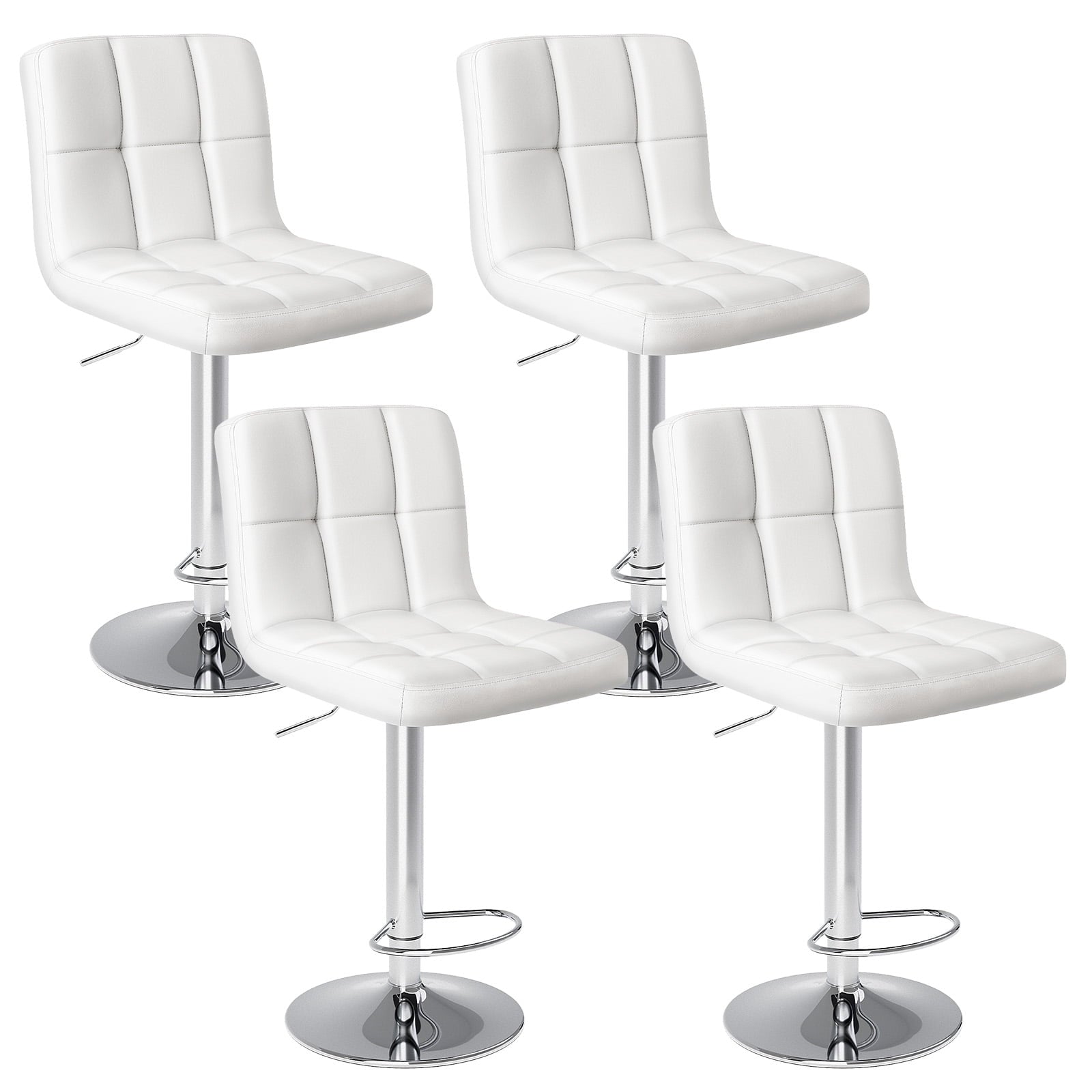 JIOABL Bar Stools, Armless Adjustable Swivel Barstools, PU Leather Hydraulic Kitchen Counter Height Bar Stools, Thickened Seat Cushion Square Island Barstools with Back