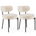 JIOABL Dining Chairs, Boucle Upholstered Kitchen Chairs with Curved Backrest & Metal Legs, Mid Century Modern Round Dining Room Chairs for Vanity, Living Room