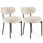 JIOABL Dining Chairs, Boucle Upholstered Kitchen Chairs with Curved Backrest & Metal Legs, Mid Century Modern Round Dining Room Chairs for Vanity, Living Room