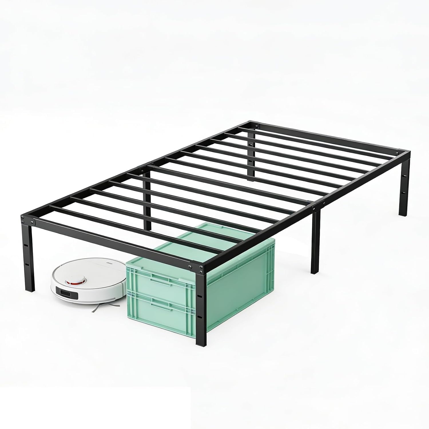 JIOABL High Metal Bed Frame, Space-Saving Design, No Box Spring Needed, Sturdy and Durable