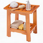 JIOABL Pine Wood Shower Bench, 250lbs Capacity, Waterproof, Non-Slip, Adjustable, for Indoor & Outdoor Use - Natural Finish
