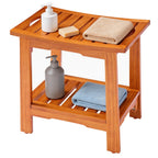 JIOABL Pine Wood Shower Bench, 250lbs Capacity, Waterproof, Non-Slip, Adjustable, for Indoor & Outdoor Use - Natural Finish