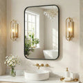 JIOABL Square with Rounded Corners Bathroom Mirror, Aluminum Wall-Mounted Tempered Glass Mirror - Perfect for Bathroom, Bedroom & Living Room