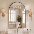 JIOABL Arched-Top Rectangular Wall-Mounted Mirror – Aluminum Frame, HD Tempered Glass, Perfect for Bathroom, Bedroom & Living Room