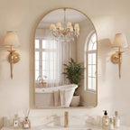JIOABL Arched-Top Rectangular Wall-Mounted Mirror – Aluminum Frame, HD Tempered Glass, Perfect for Bathroom, Bedroom & Living Room