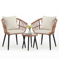 JIOABL Outdoor Bistro Set, Wicker Chairs & Glass Top Table for Patio, Balcony, Porch, Backyard