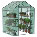 JIOABL 3-Tier Walk-In Greenhouse with PE Cover, Roll-Up Zipper Door & Side Windows, Steel Frame, Outdoor Plant Greenhouse for Garden, Patio, Green
