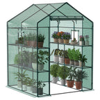 JIOABL 3-Tier Walk-In Greenhouse with PE Cover, Roll-Up Zipper Door & Side Windows, Steel Frame, Outdoor Plant Greenhouse for Garden, Patio, Green