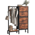 JIOABL 4 Drawer Dresser with Hanging Rack, Steel Frame, Fabric Drawers, Tall Storage Organizer for Bedroom