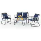 JIOABL Outdoor Bistro Set, Wicker Chairs & Glass Top Table for Patio, Balcony, Porch, Backyard