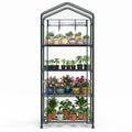 JIOABL 4-Tier Mini Greenhouse with Clear PVC Cover & Wheels, Portable Plant Grow House with Zipper Door, Steel Frame for Indoor & Outdoor Garden, Clear