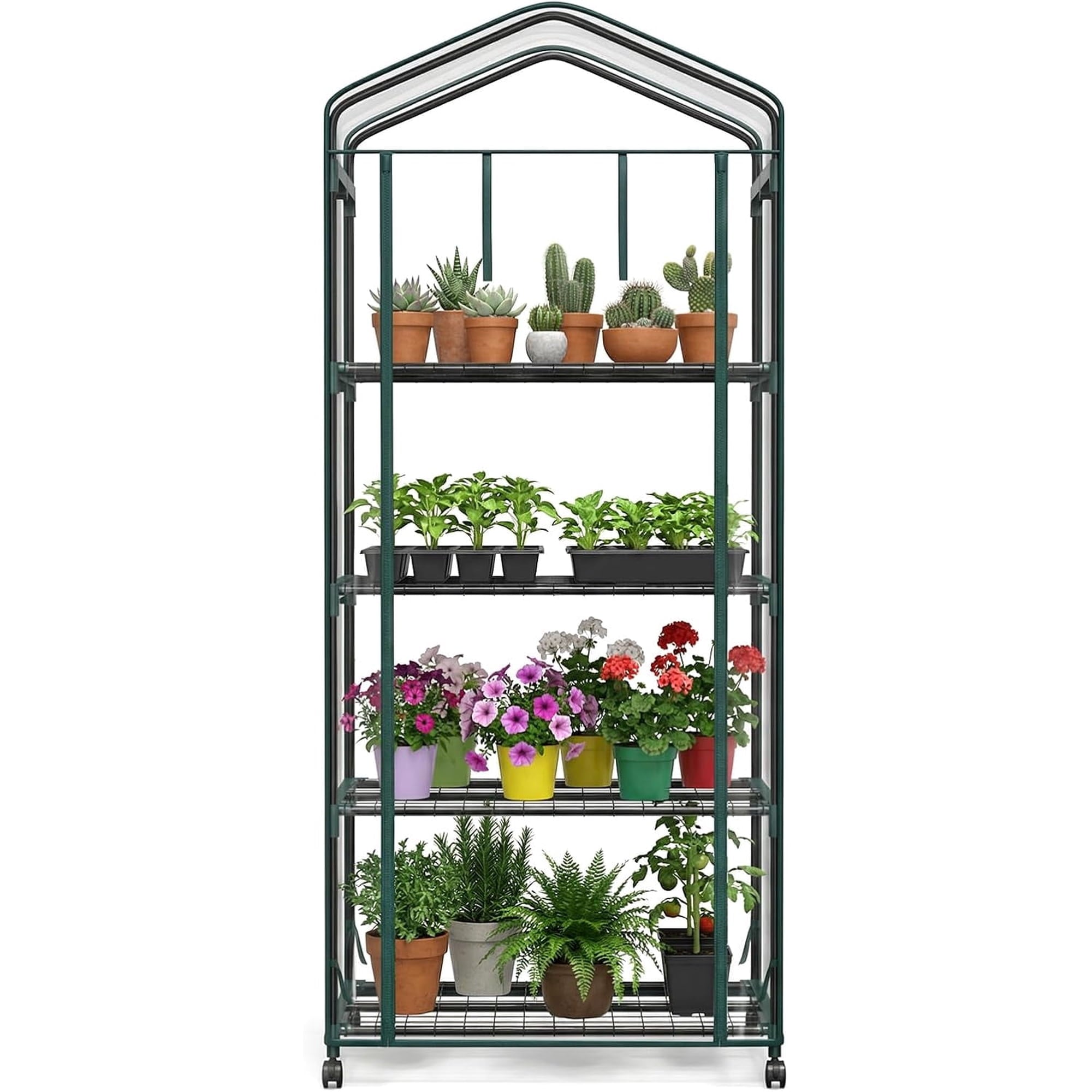 JIOABL Greenhouse with PE Cover, Portable Plant Grow House with Zipper Door & Steel Frame for Indoor Outdoor Garden