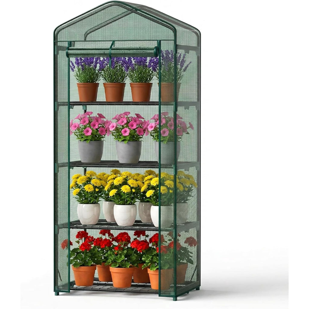 JIOABL Greenhouse with PE Cover, Portable Plant Grow House with Zipper Door & Steel Frame for Indoor Outdoor Garden