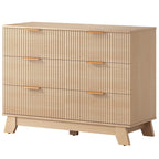 JIOABL Wood Dresser with Fluted Panel Design, Modern Storage Cabinet for Bedroom, Living Room, Hallway, Natural Oak