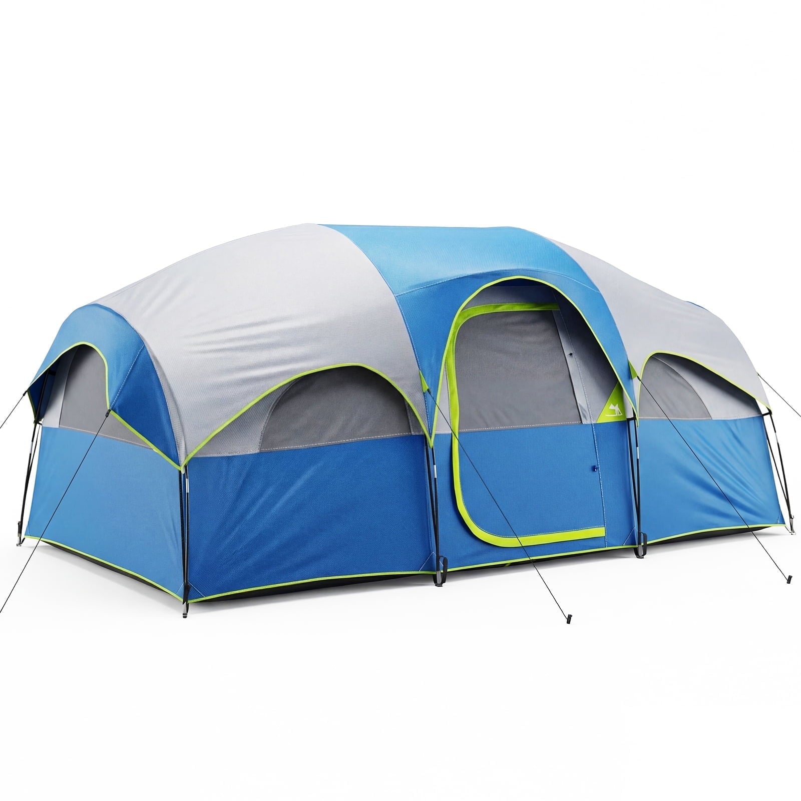 JIOABL 8 Person Camping Tent with Room Divider, Waterproof Polyester, Easy Setup, Portable with Carry Bag, Stakes & Ropes for Outdoor Camping