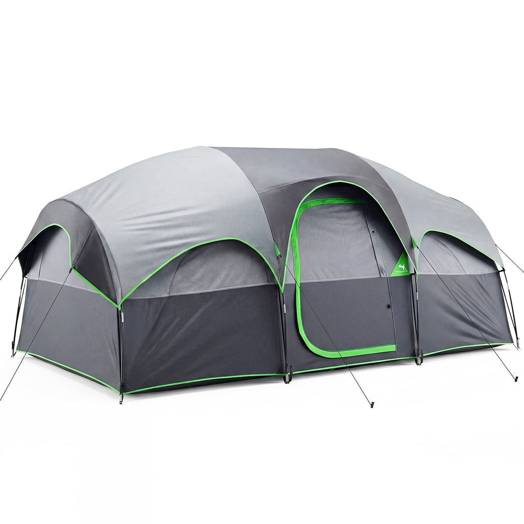 JIOABL 8 Person Camping Tent with Room Divider, Waterproof Polyester, Easy Setup, Portable with Carry Bag, Stakes & Ropes for Outdoor Camping