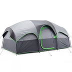 JIOABL 8 Person Camping Tent with Room Divider, Waterproof Polyester, Easy Setup, Portable with Carry Bag, Stakes & Ropes for Outdoor Camping