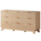 JIOABL Wood Dresser with Fluted Panel Design, Modern Storage Cabinet for Bedroom, Living Room, Hallway, Natural Oak
